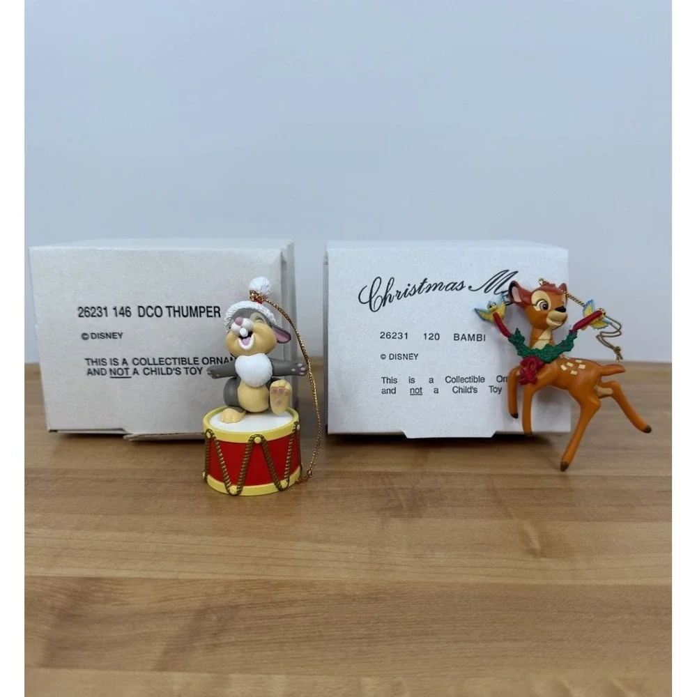 (2) Disney's Christmas‎ Magic Ornaments Made by Grolier Bambi And Thumper